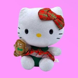 Ty Sanrio Hello Kitty in Christmas Dress w/ Gingerbread Man Plush
